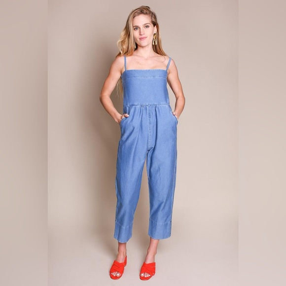 Caron Callahan Pants - Caron Callahan Bethany Soft Cotton Denim Jumpsuit – Indigo, Made in USA, XS